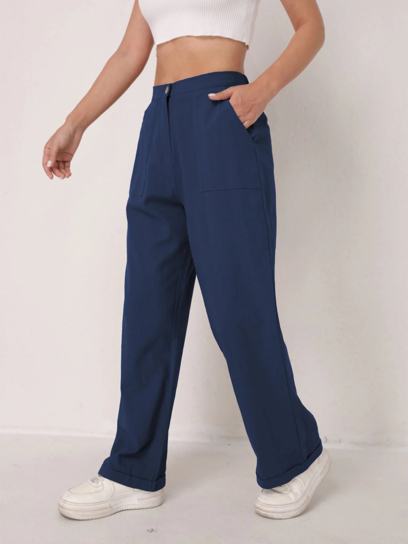 Pantalon Lin Taille Haute Décontracté Femme | MDN Store