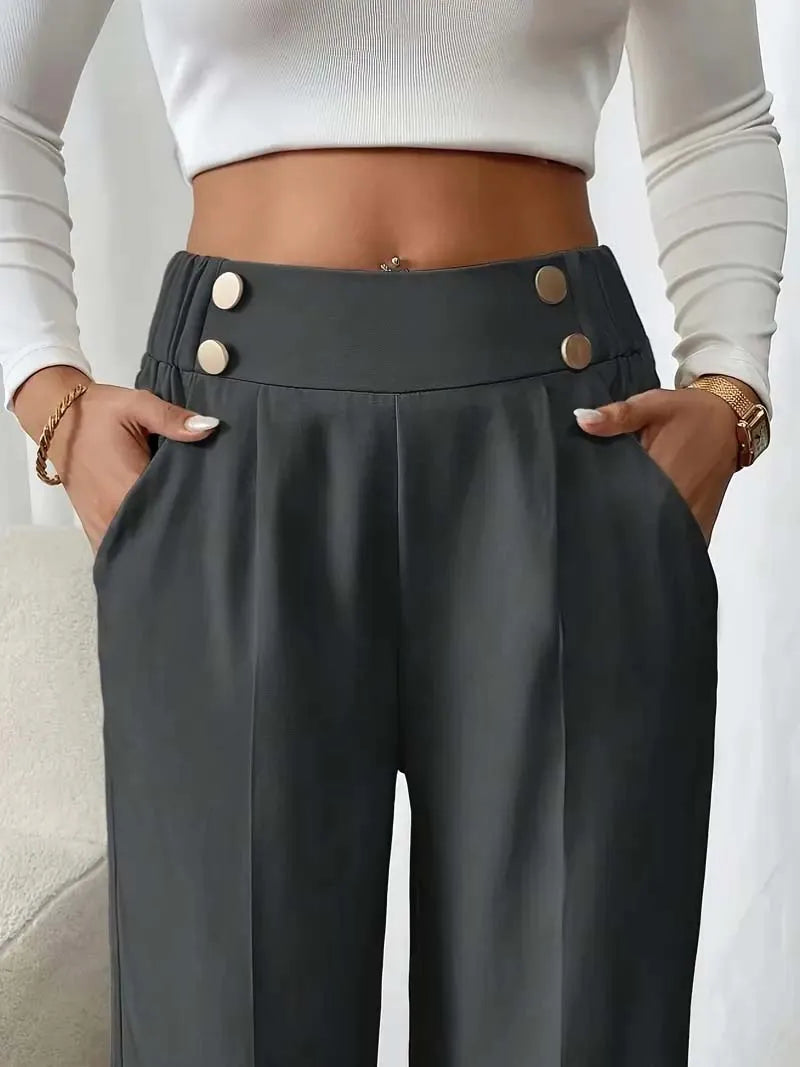 Pantalon Large Femme Fluide Minimaliste Kaki | MDN Store