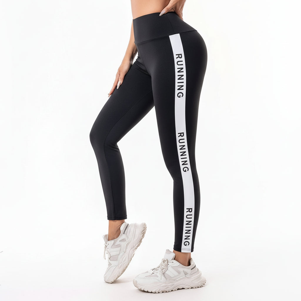 Leggings Lettre Imprimé Noir Taille Haute Femme | MDN Store