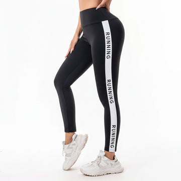 Leggings Lettre Imprimé Noir Taille Haute Femme | MDN Store