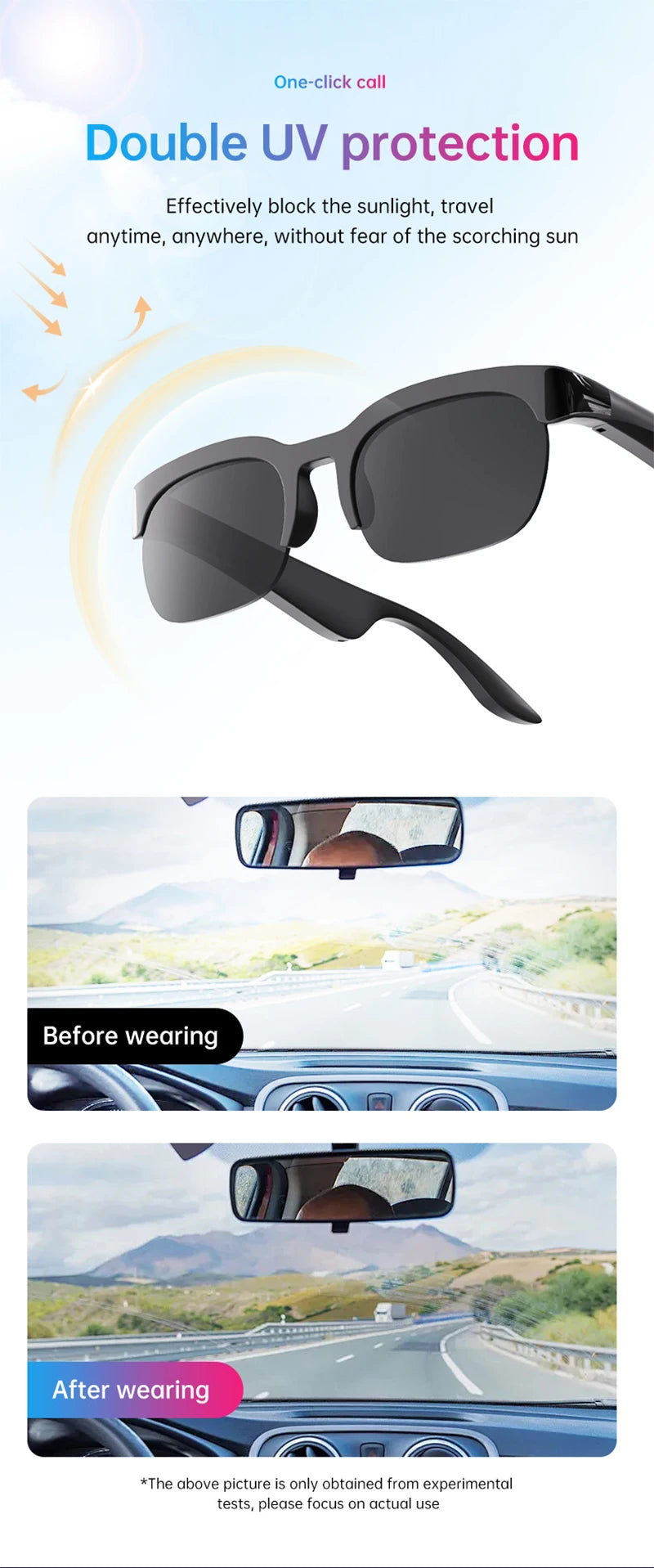Lunettes Intelligentes Bluetooth 5.3 Traduction IA Temps Reel Musique | MDN Store 25