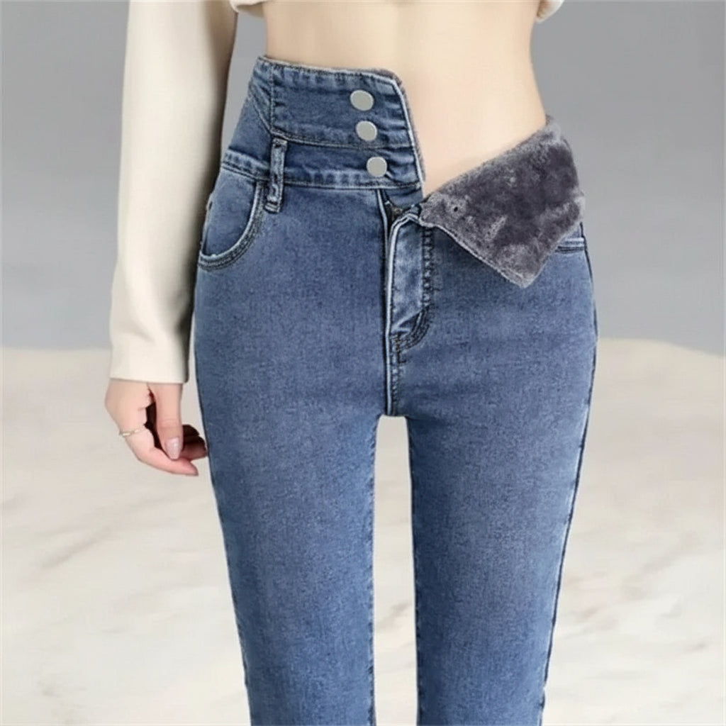 Jean Skinny Femme Doublé Polaire Bleu | MDN Store