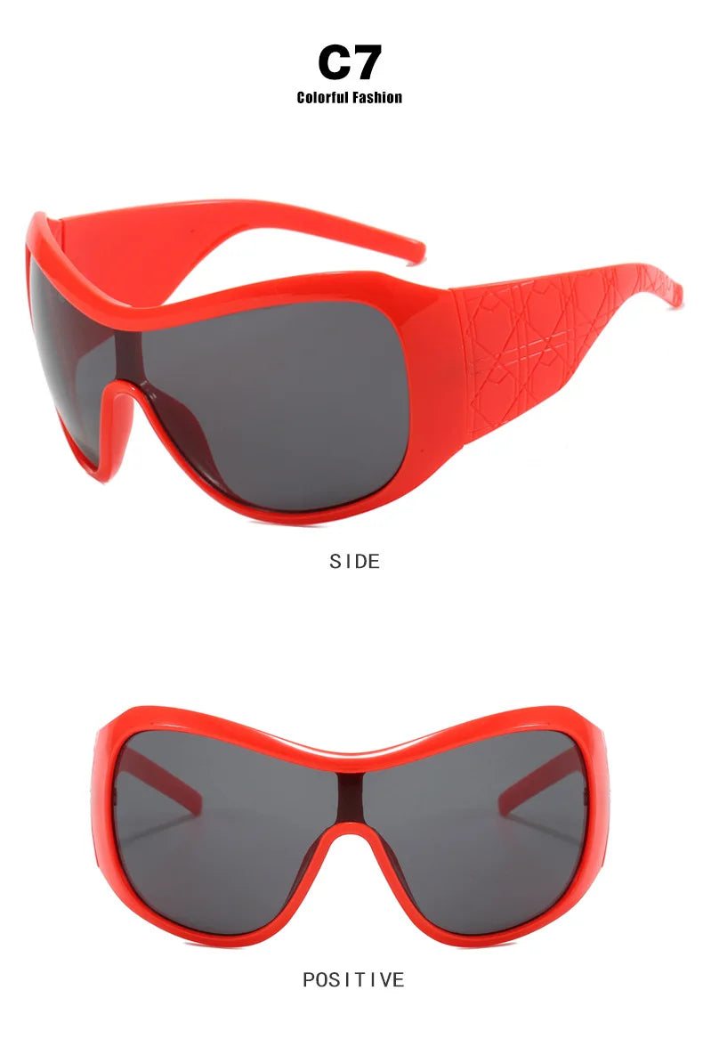 Lunettes de Soleil Y2K Oversize Monobloc UV400 - Femme | MDN