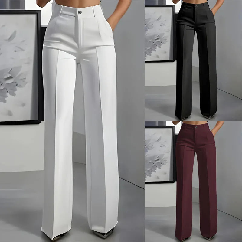 Pantalon Femme Taille Haute Drapé Coupe Droite Élégant | MDN Store