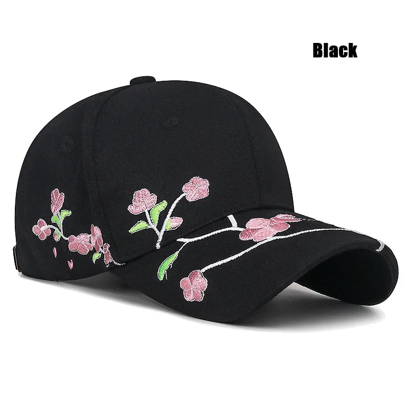 Casquette Bec de Canard Broderie Fleur de Prunier Femme Reglable | MDN Store 25