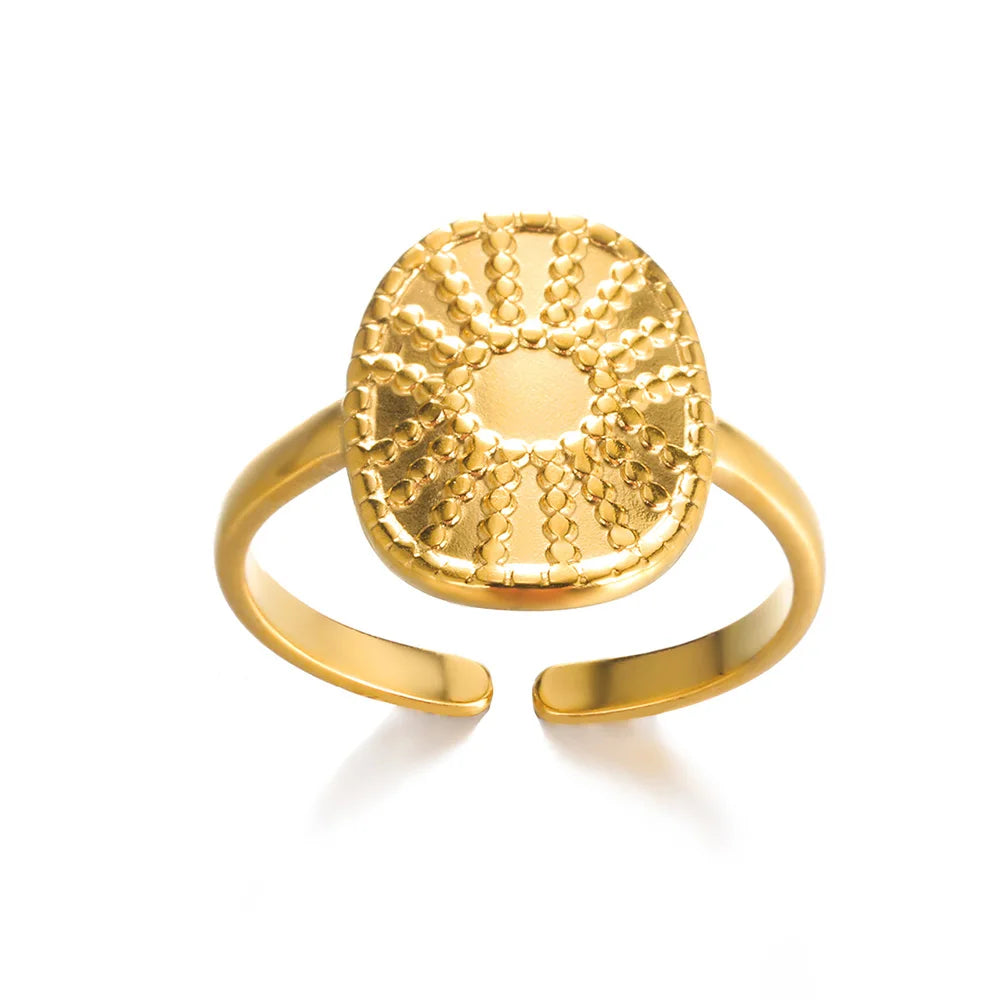 Bague Géométrique Acier Doré Ajustable | MDN Store