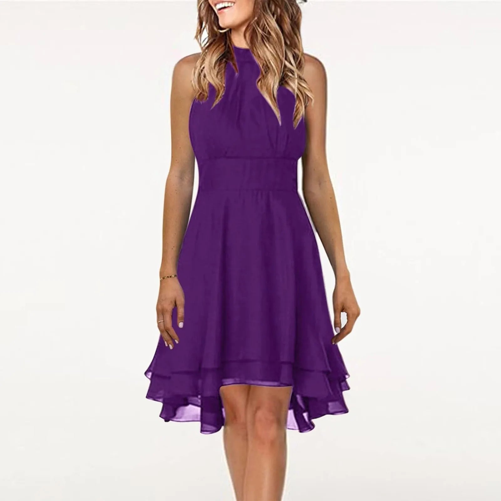 Robe Courte Femme Dos Nu Col Halter Taille Haute Été | MDN Store