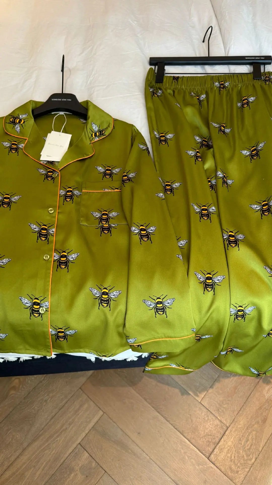 Pyjama Satin Abeilles Vert | MDN