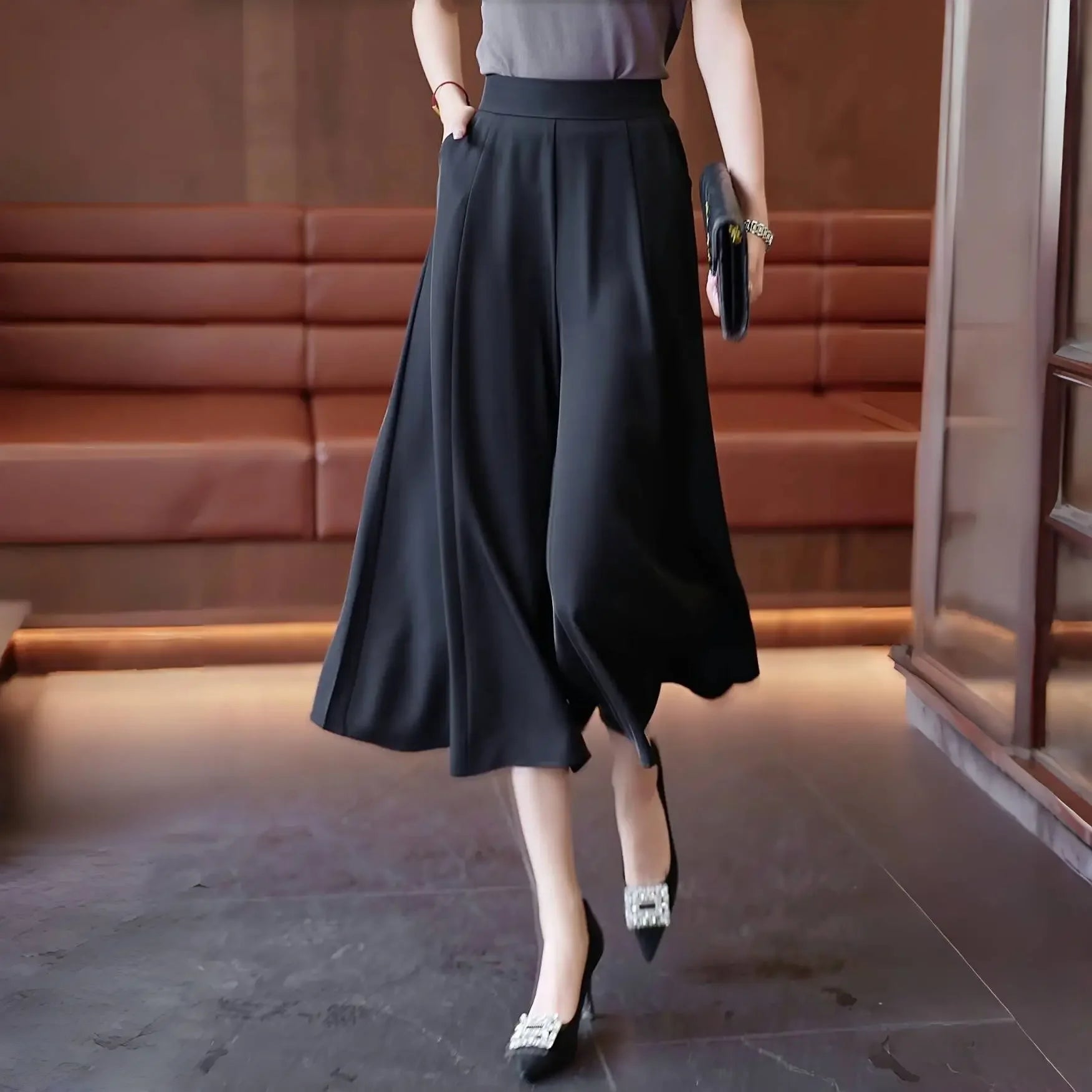 Pantalon Femme Large Soie Glacée Taille Haute | MDN Store