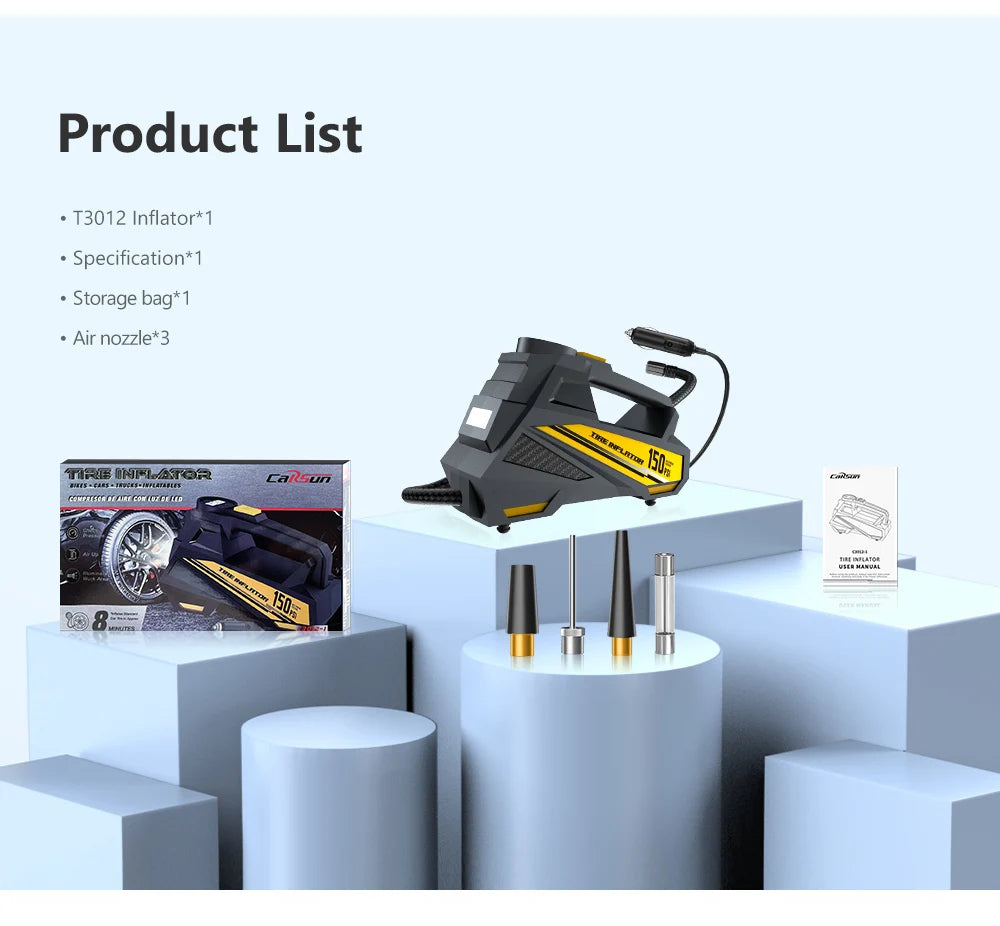 Compresseur Air Portable 12V 150PSI LED | MDN