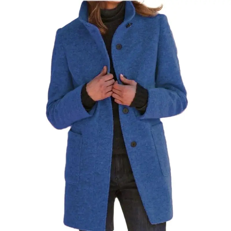 Manteau Femme Tweed Col Montant Vintage - Long Cardigan Automne Hiver | MDN Store