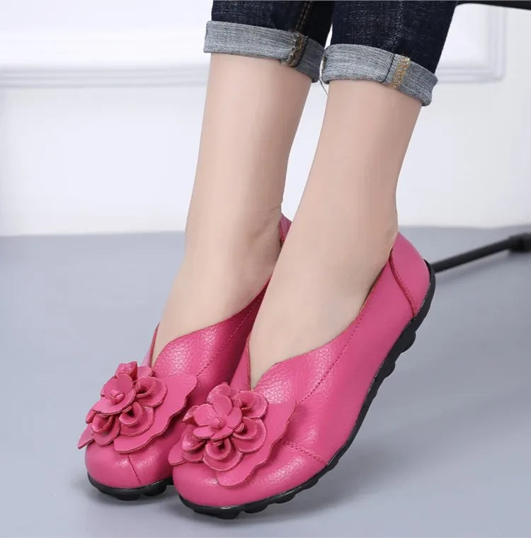 Ballerines Cuir Fleur Élégantes Grande Taille | MDN Store