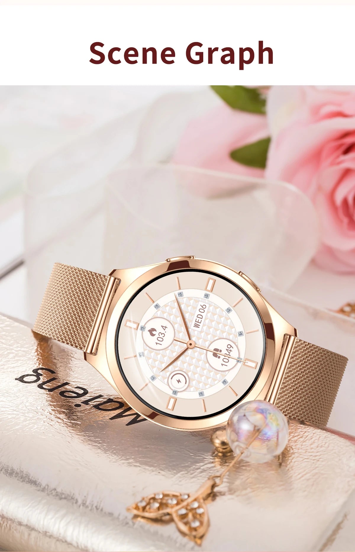 Montre Connectée Femme Luxe 1.27" Boussole IP68 | MDN Store