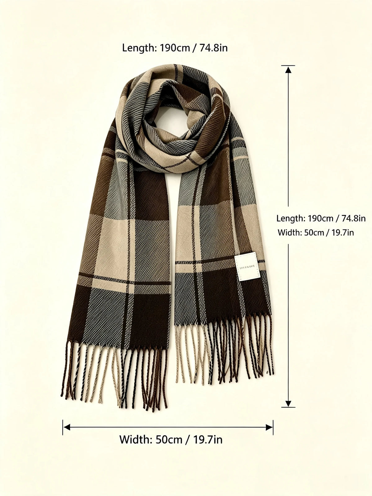 Écharpe à carreaux et franges en polyester | MDN Store 25