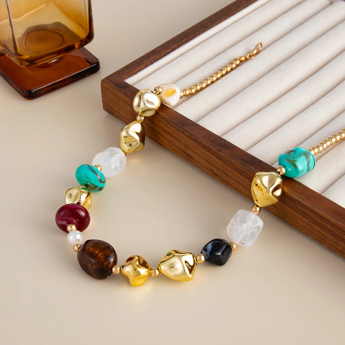 Collier Ras-de-Cou Perles Résine Bohème | MDN Store