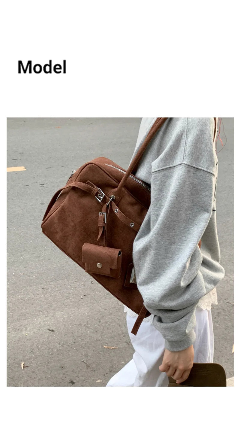 Sac Tote Femme Grande Capacité Cuir Suédé MDN - Vintage Élégant Bureau