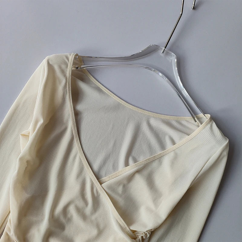 T-Chemise Sport Femme Col V Manches Longues - Top Yoga Fitness | MDN Store
