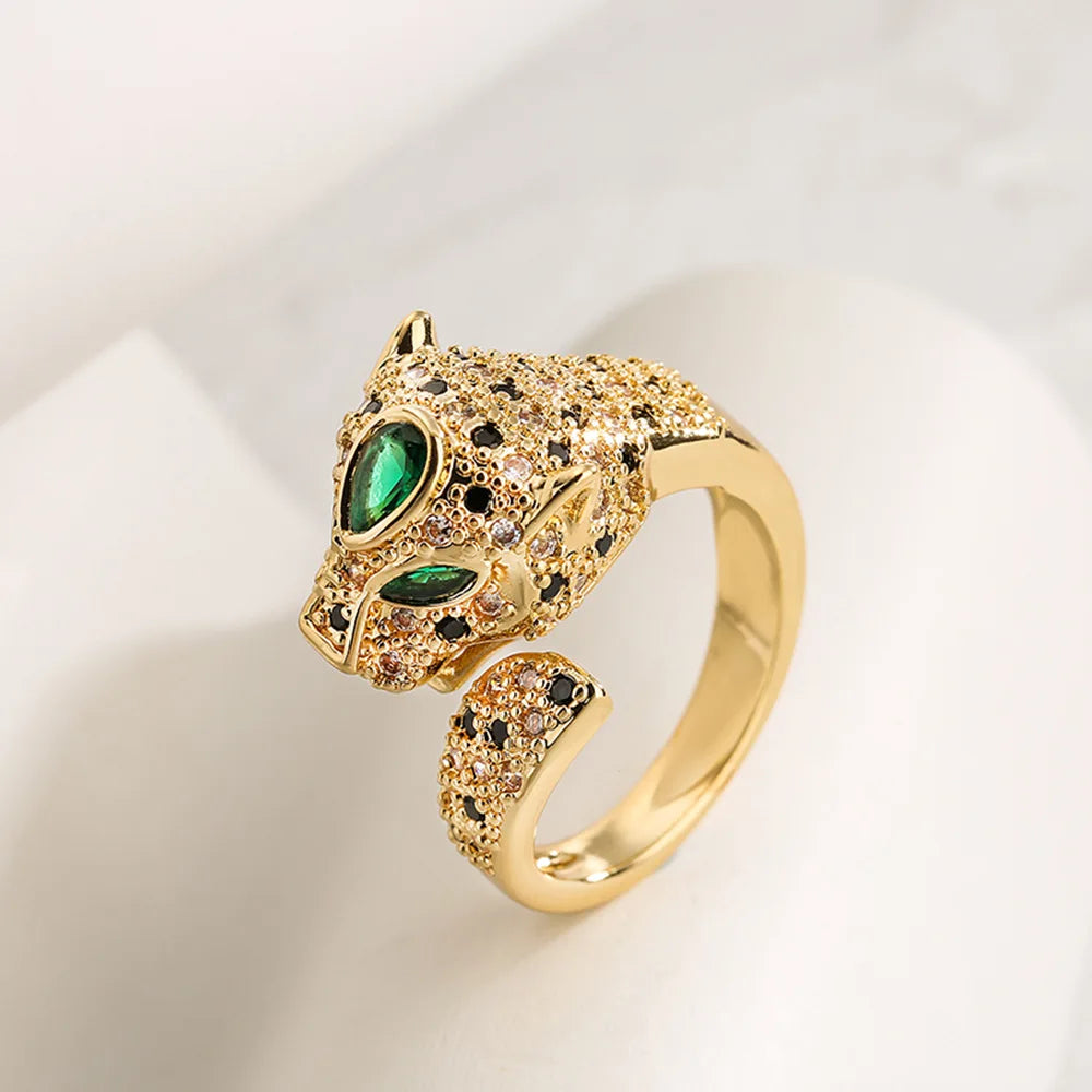 Bague Léopard Animal Punk Or Zircon Femme | MDN