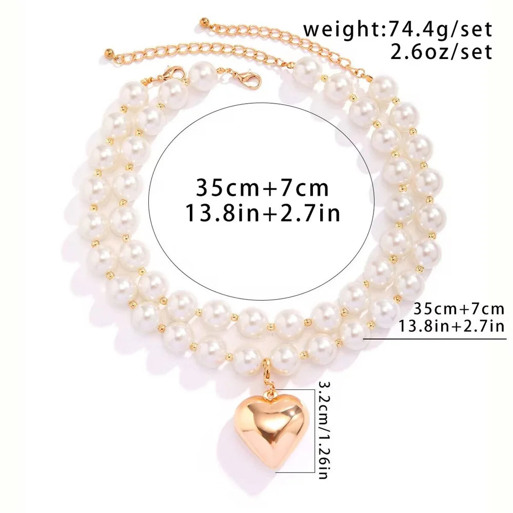 Collier Perles Cœur Doré Baroque Punk | MDN Store