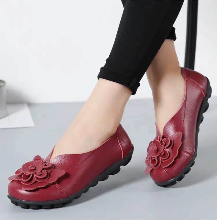 Ballerines Cuir Fleur Élégantes Grande Taille | MDN Store