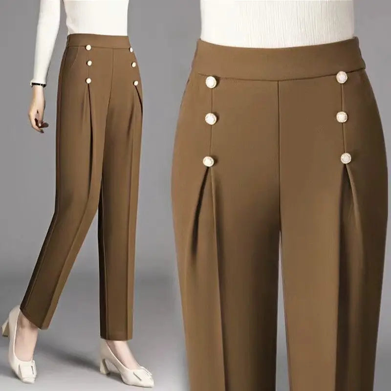 Pantalon Costume Taille Haute Kaki | MDN Store
