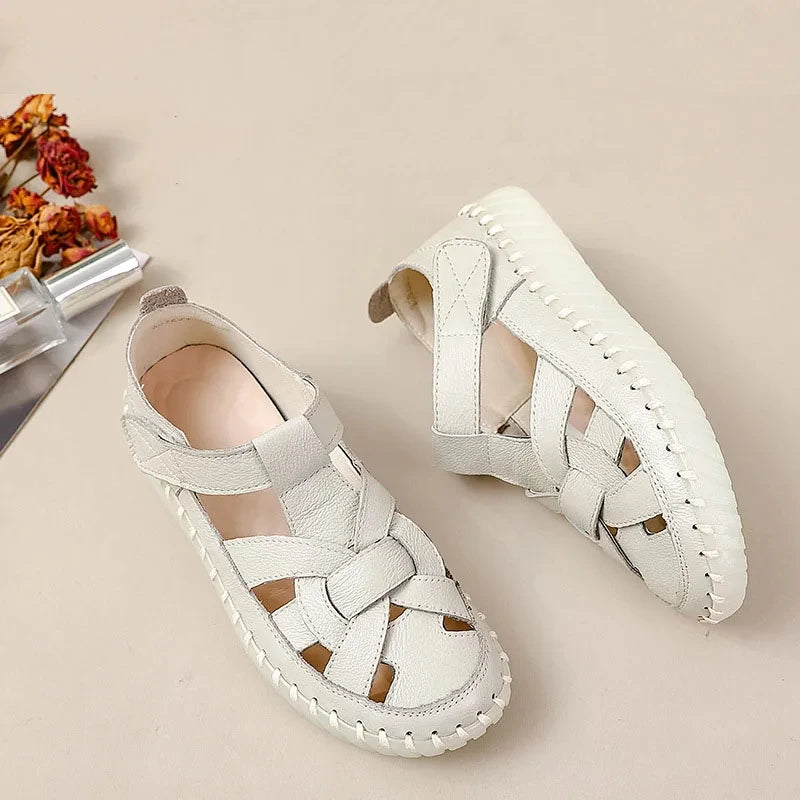 Sandales Cuir Plates Bout Fermé Lorilury | MDN Store