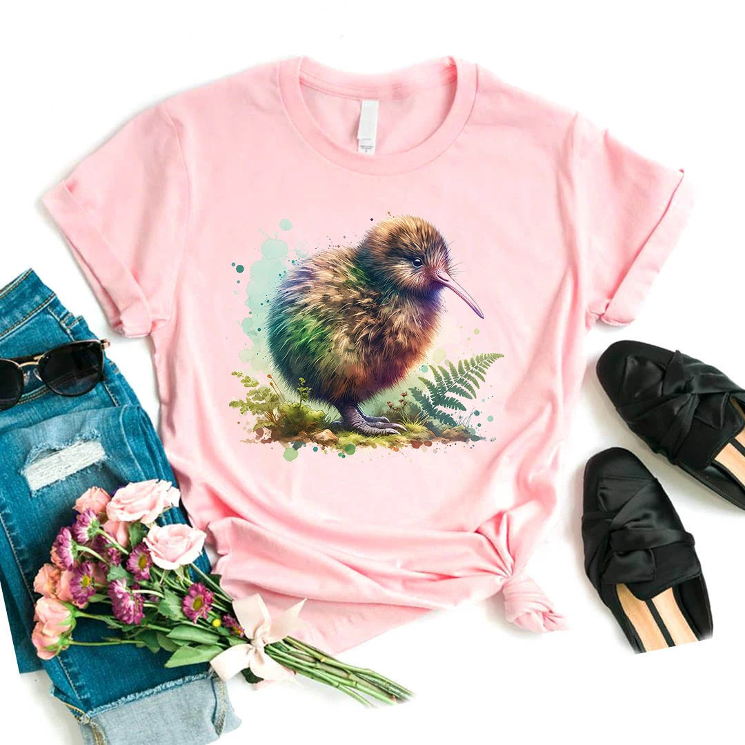 T-Chemise Kiwi Aquarelle Rose Kawaii Femme | MDN Store