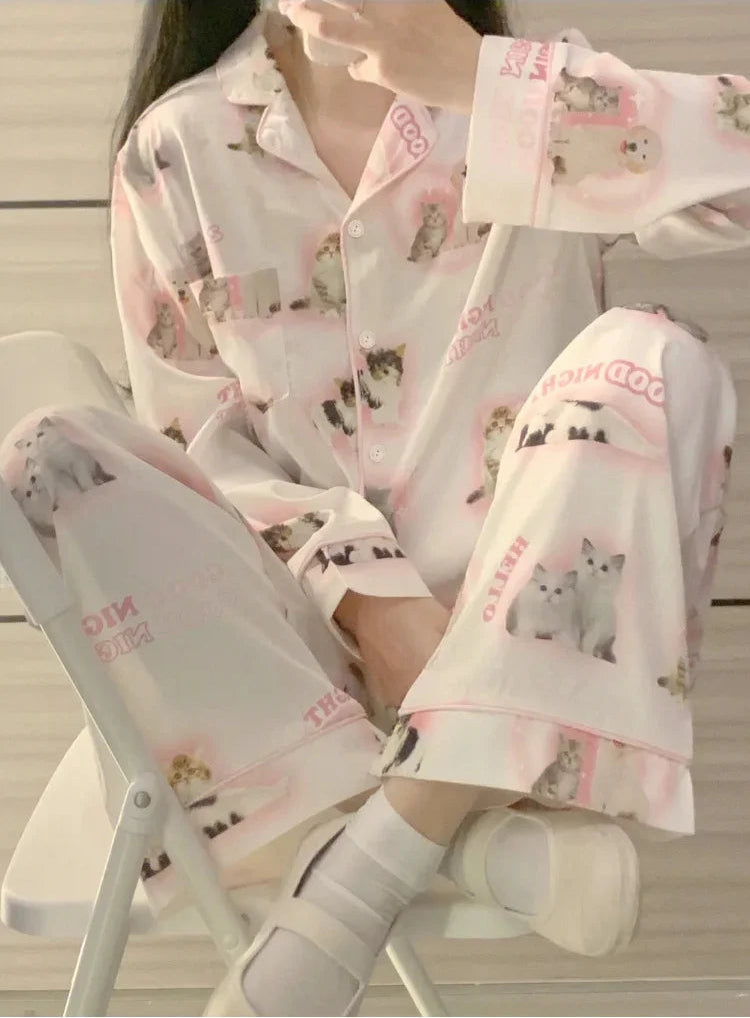 Pyjama Soie Glacée Chat Été | MDN Store