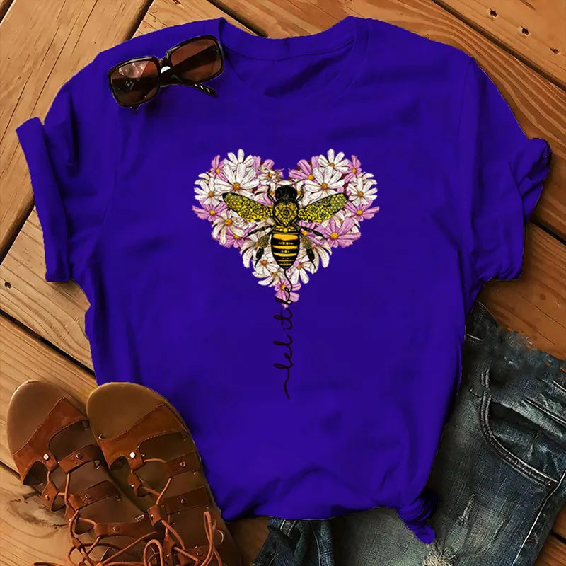 T-shirt Coton Abeille Fleurs Oversize Femme | MDN