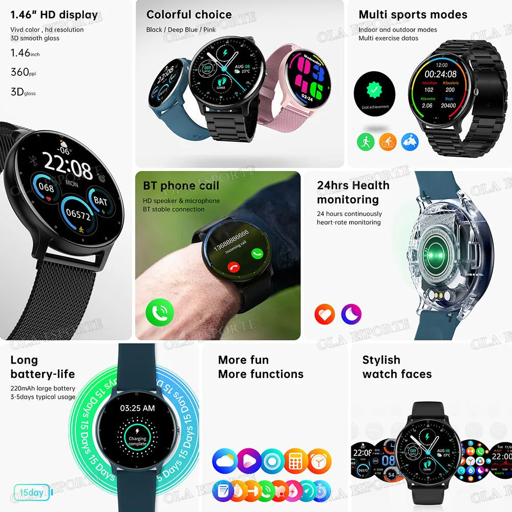 Montre Connectee Sport Fitness Bluetooth 5.3 Ecran 1.46 Pouce IP67 | MDN Store 25