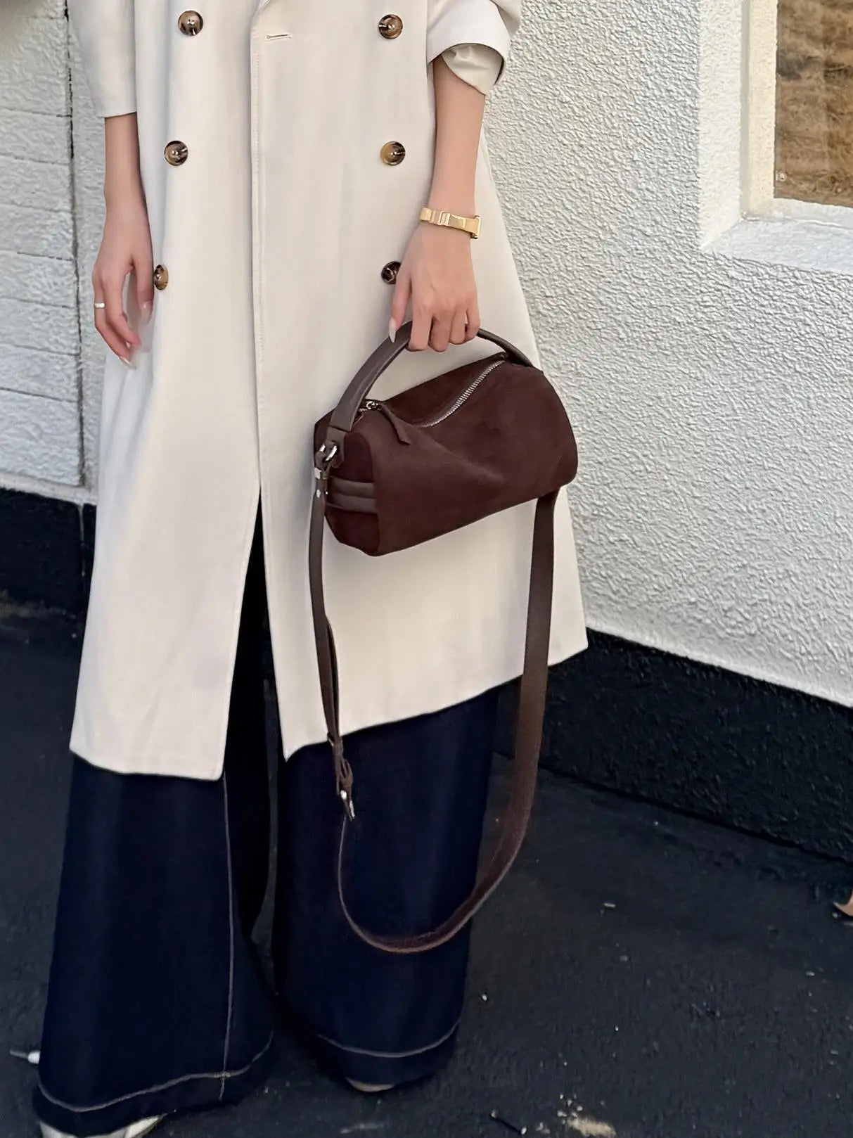 Sac Bandoulière Cylindrique Femme Cuir Véritable MDN - Luxe Designer