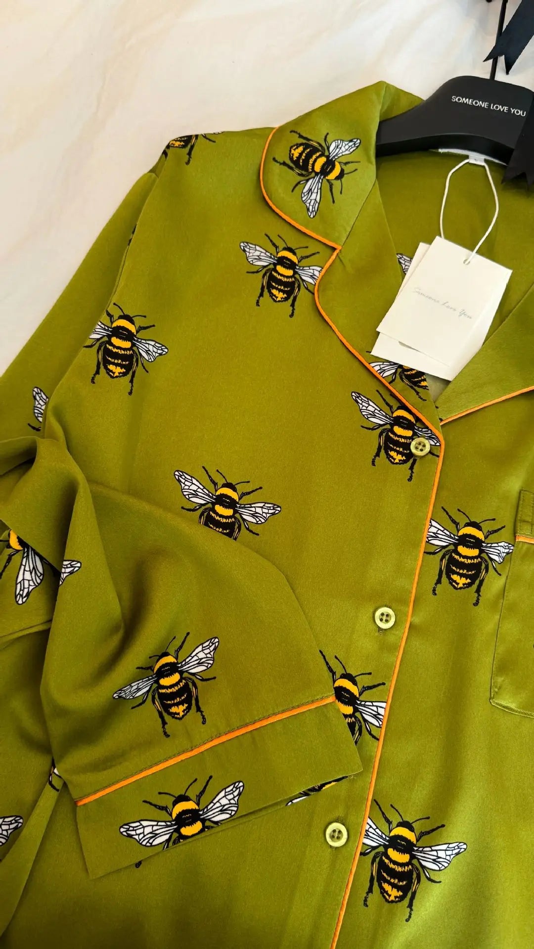 Pyjama Satin Abeilles Vert | MDN Store