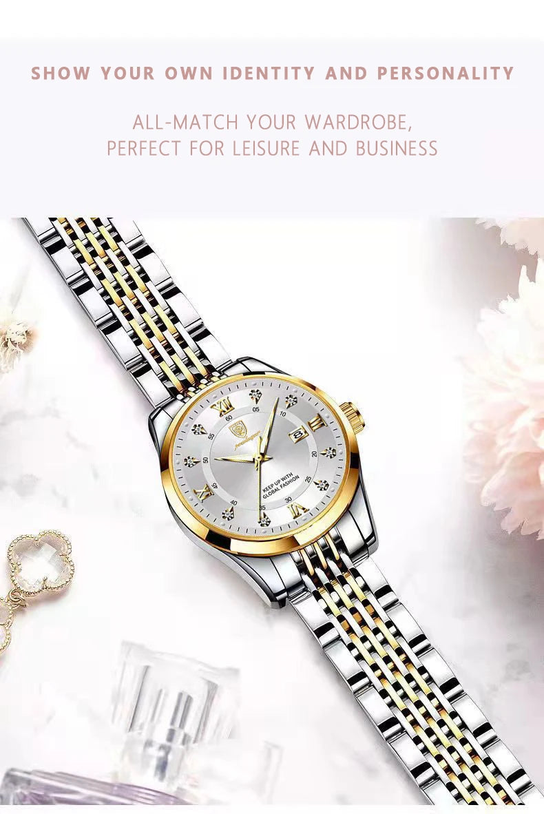 Montre Quartz Femme Acier Inoxydable Lumineuse Date Etanche Fashion | MDN Store 25