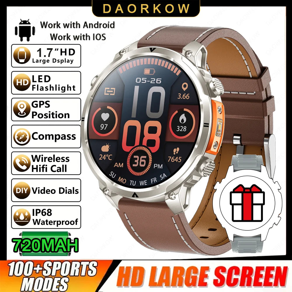 Montre GPS Militaire 1.7" 720mAh Lampe LED IP68 | MDN Store