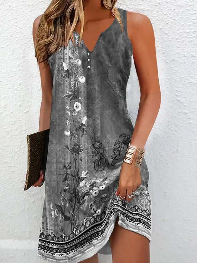 Robe Bohème Col V Sans Manches Femme Vacances | MDN Store