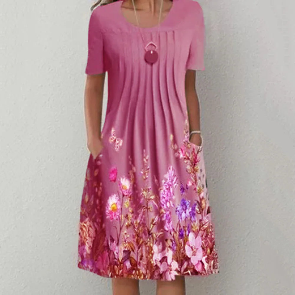 Robe Longue Femme Bohème Fleurie Volants Poches Été | MDN Store