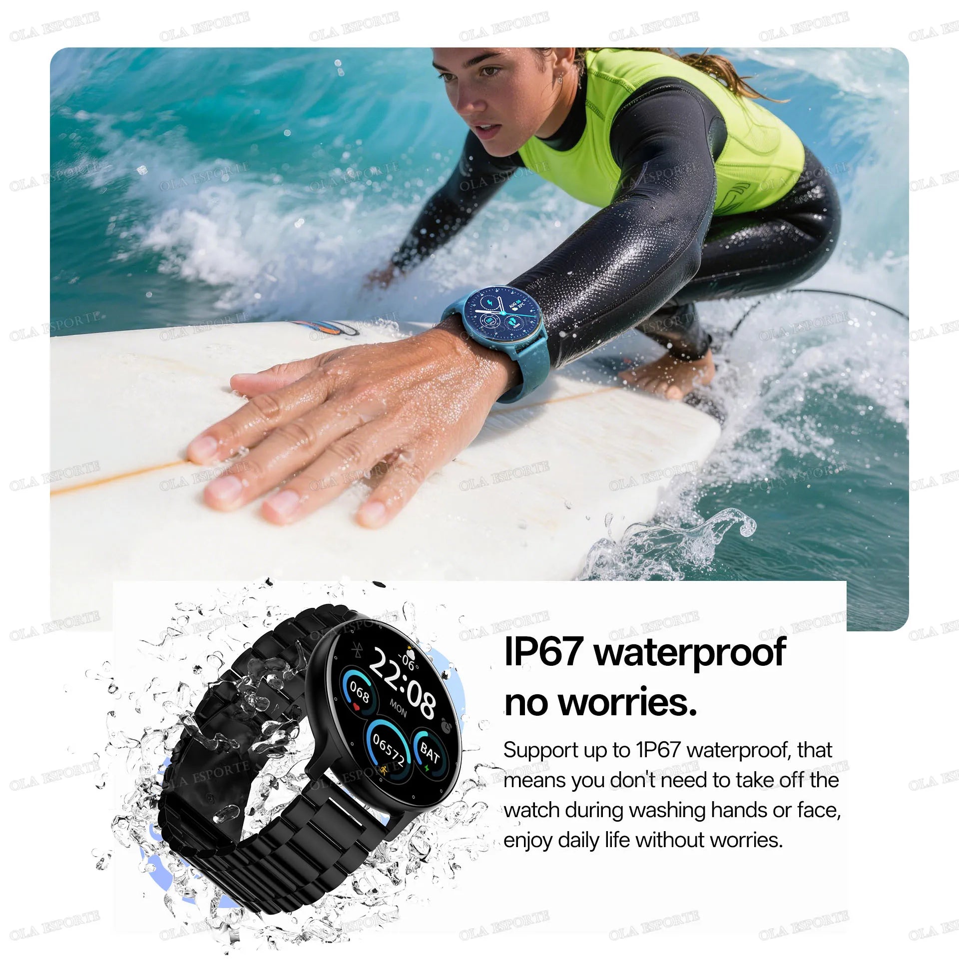 Montre Connectee Femme Sport Fitness Bluetooth IP67 Ecran Tactile | MDN Store 25