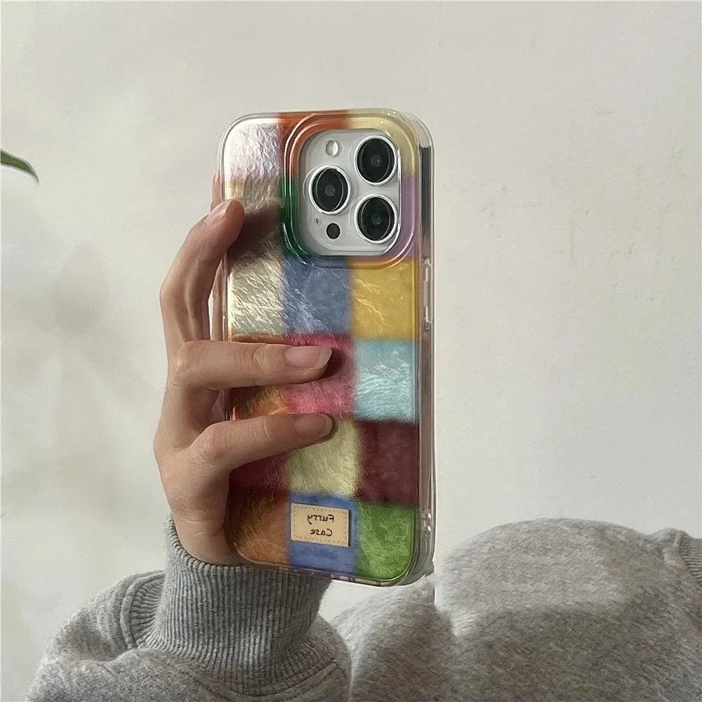 Coque iPhone Dopamine Carreaux Colorés Mate - 16 15 14 13 12 | MDN Store