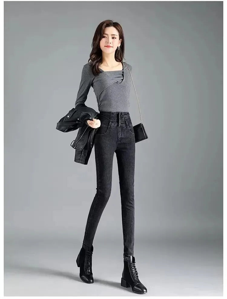 Jean Skinny Femme Doublé Polaire Bleu | MDN Store