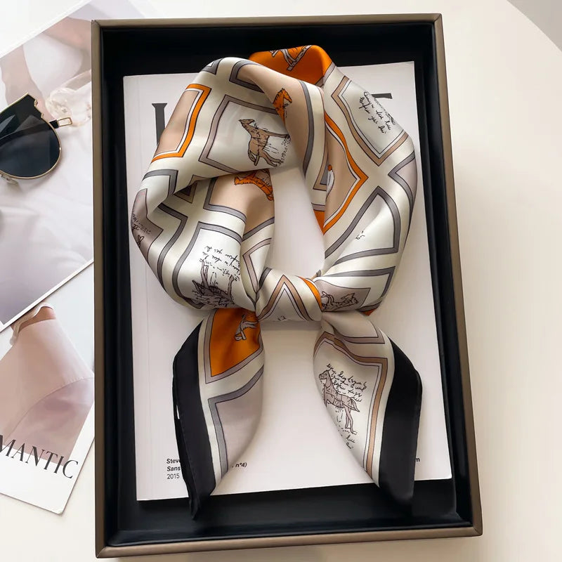 Foulard Carré Soie Satin Carrosse 70x70cm Femme | MDN Store