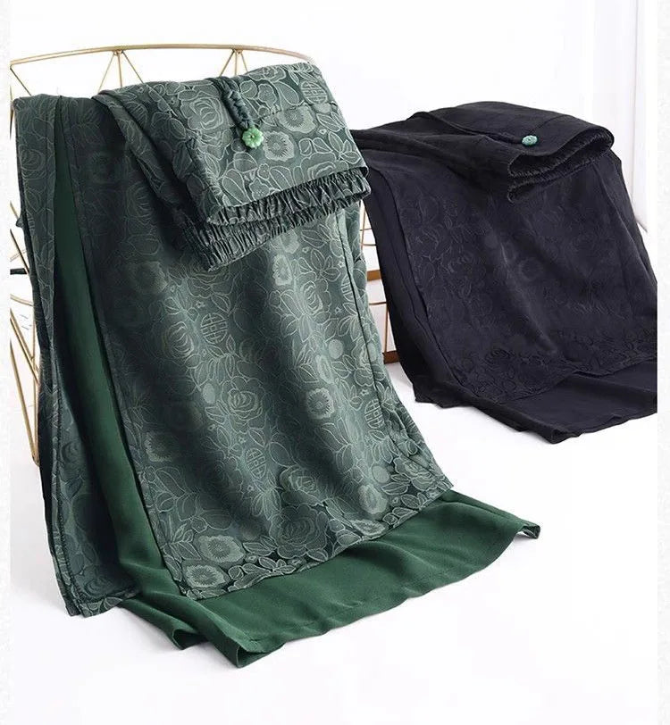 Pantalon Large Taille Haute Jacquard Noir | MDN Store