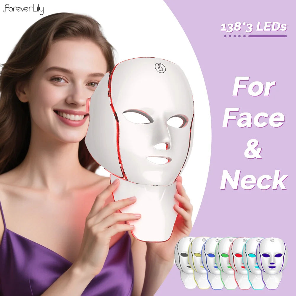 Masque LED Visage Cou 7 Couleurs Anti-Âge Raffermissant | MDN Store