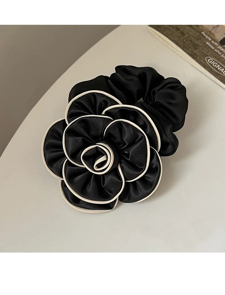 Chouchou Camélia Fleur Tissu Rétro - Élastique Cheveux Femme Élégant Haute... | MDN Store