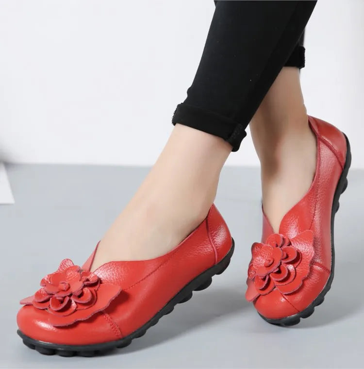 Ballerines Cuir Fleur Élégantes Grande Taille | MDN