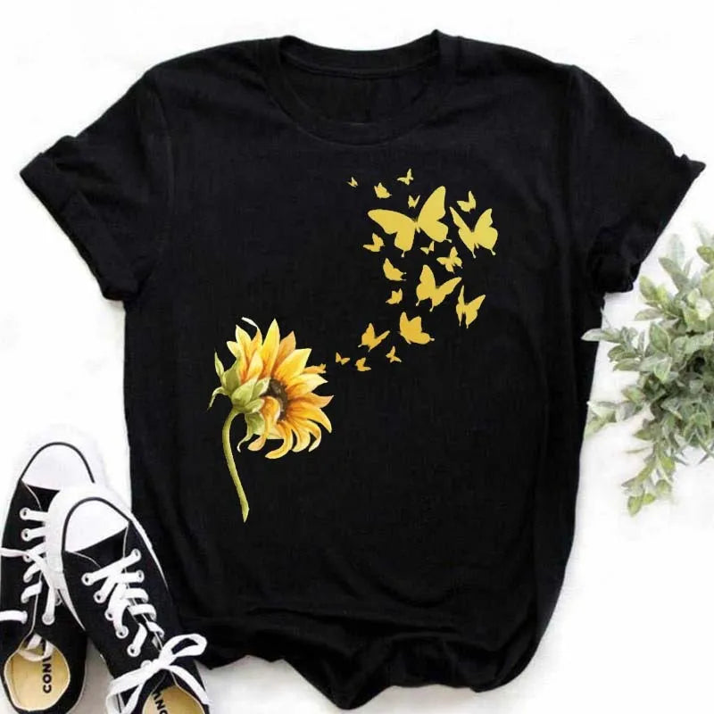 T-shirt Coton Tournesol Papillon Oversize | MDN