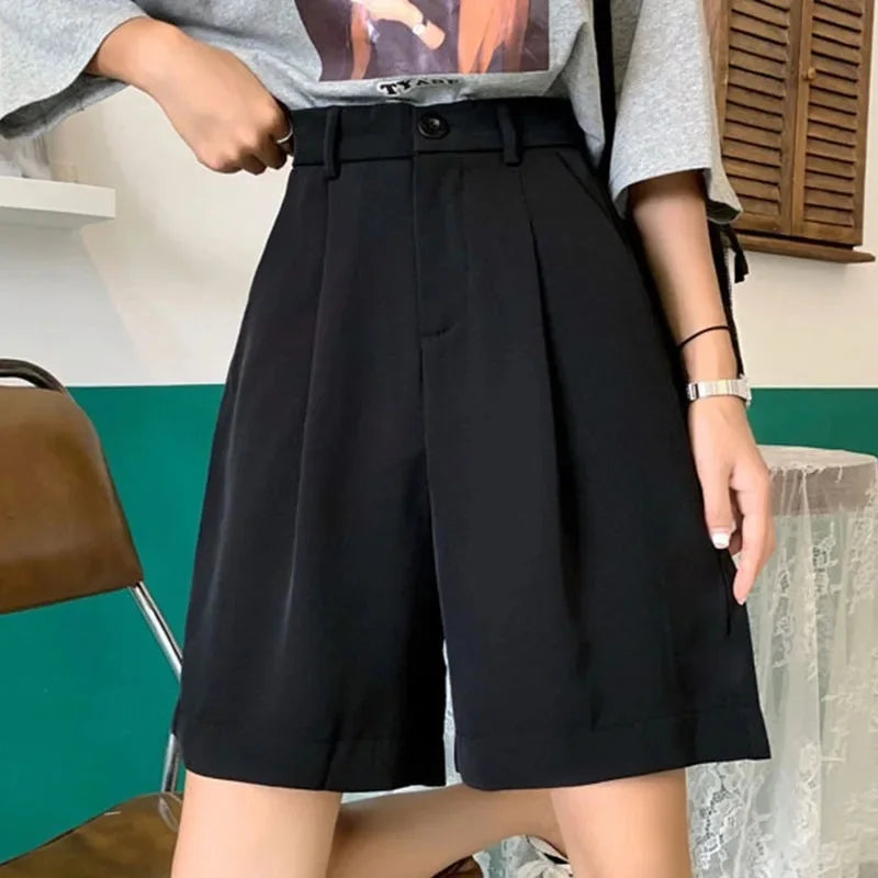 Short Costume Femme Noir Taille Haute Jambes Larges | MDN Store