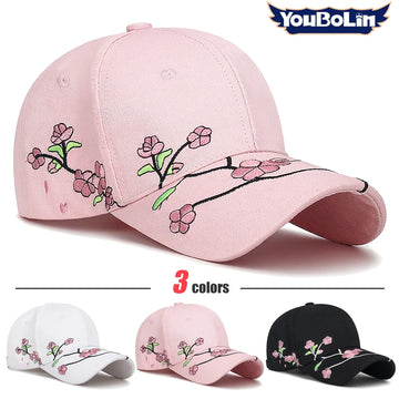 Casquette Bec de Canard Broderie Fleur de Prunier Femme Reglable | MDN Store 25
