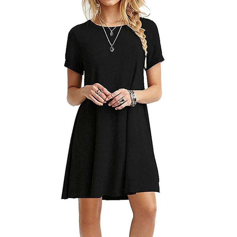 Robe T-Chemise Imprimee Vintage Col Rond Manches Courtes | MDN Store