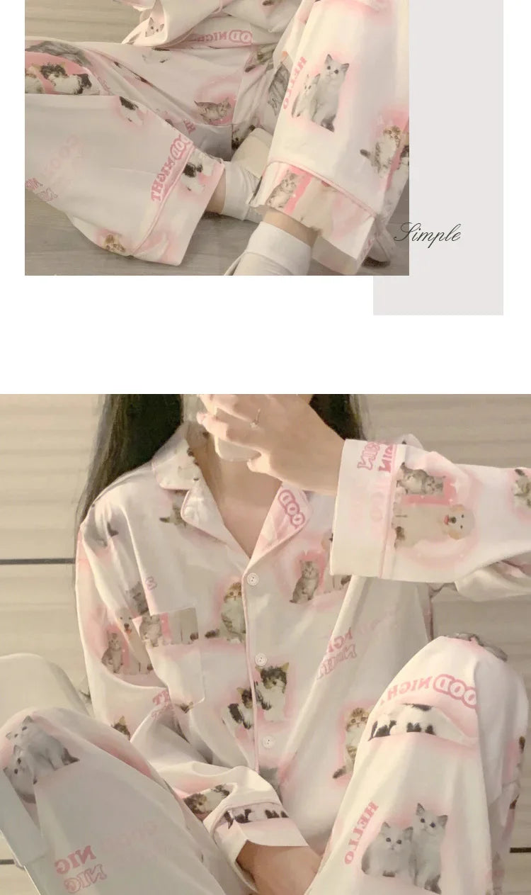 Pyjama Soie Glacée Chat Été | MDN Store