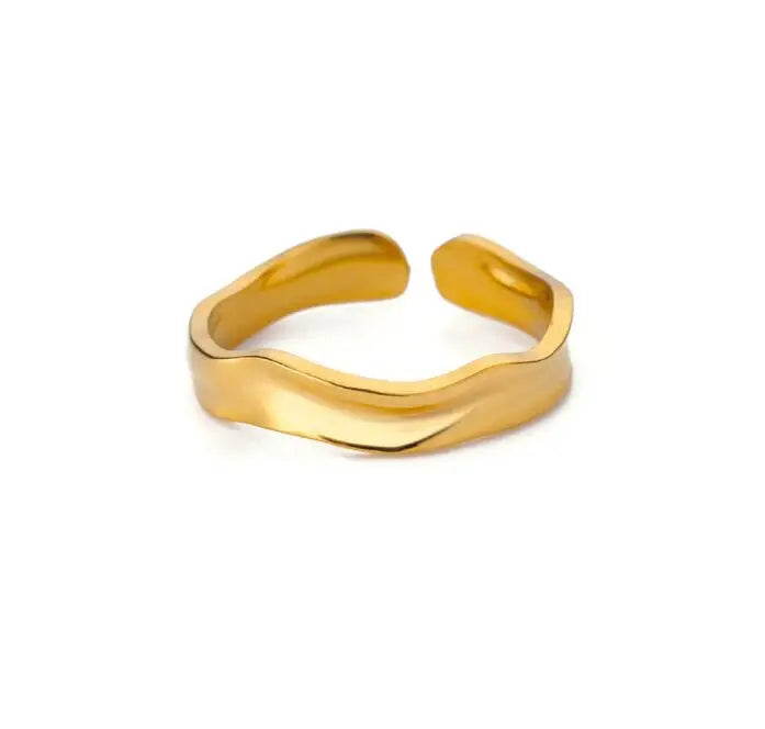 Bague Géométrique Acier Doré Ajustable | MDN Store